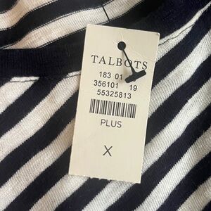 Talbots Black and White Striped Cotton Dress With Tags